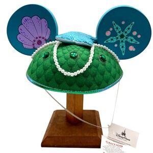 Disney Parks Ear Hat Unisex OS Green Little Mermaid Ariel Sequin Starfish Pearl